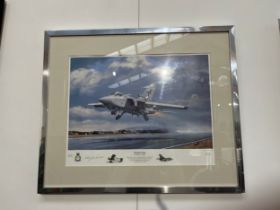 A Robert Tomlin 'Feriens Tego' Tornado F3 print, signed to margin, framed and glazed