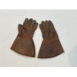 A pair of WWII era RAF hide leather flying gauntlets