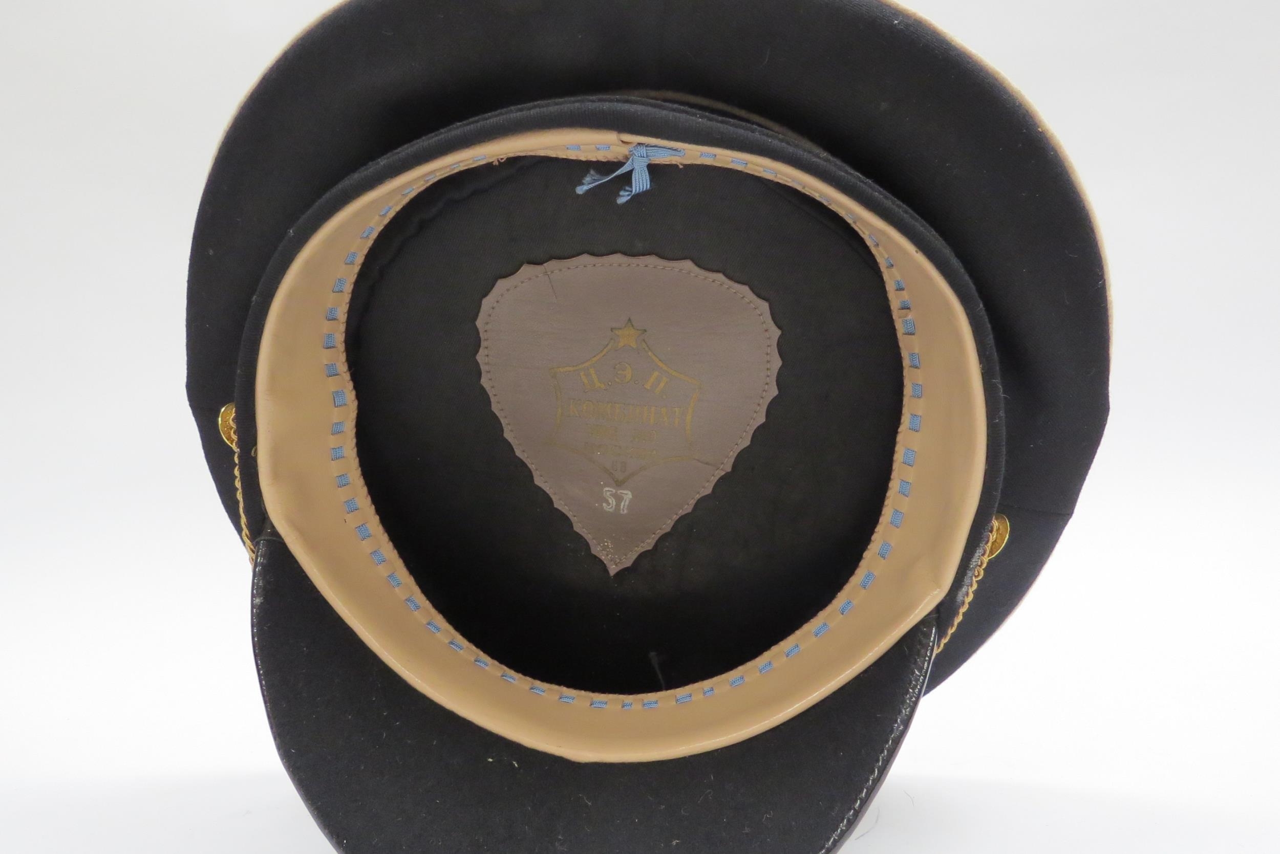Two USSR Russian Soviet Naval officer's peaked visor caps, both high-ranking and circa 1950's-60s, - Image 6 of 6