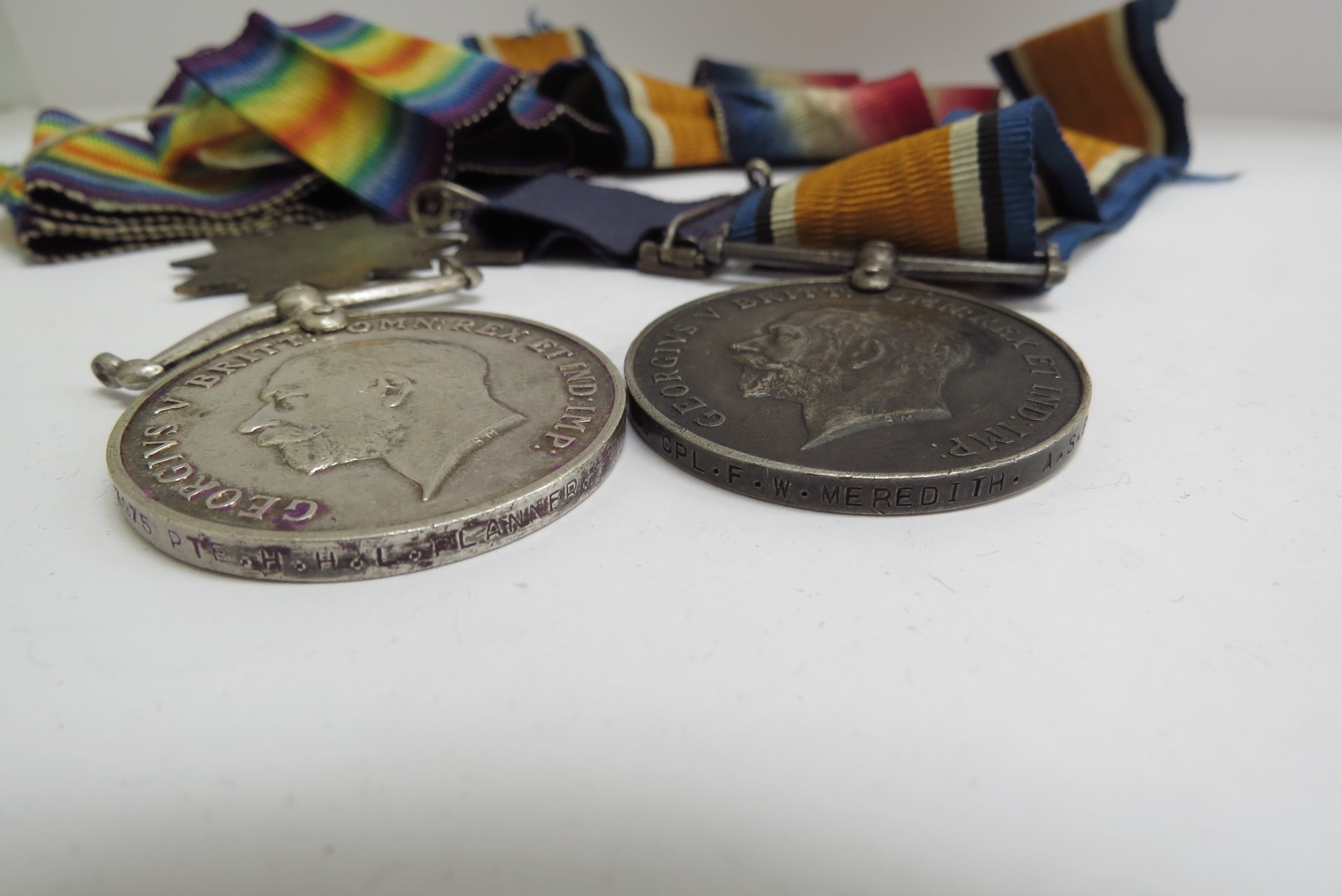 Two WWI War Medals named to S-327642 CPL. F.W. MEREDITH A.S.C. and 3975 PTE. H.H.L. PLANNER 21- - Image 3 of 3