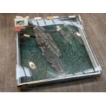 A large cased display of ships including USS Enterprise, approx 1m x 1m