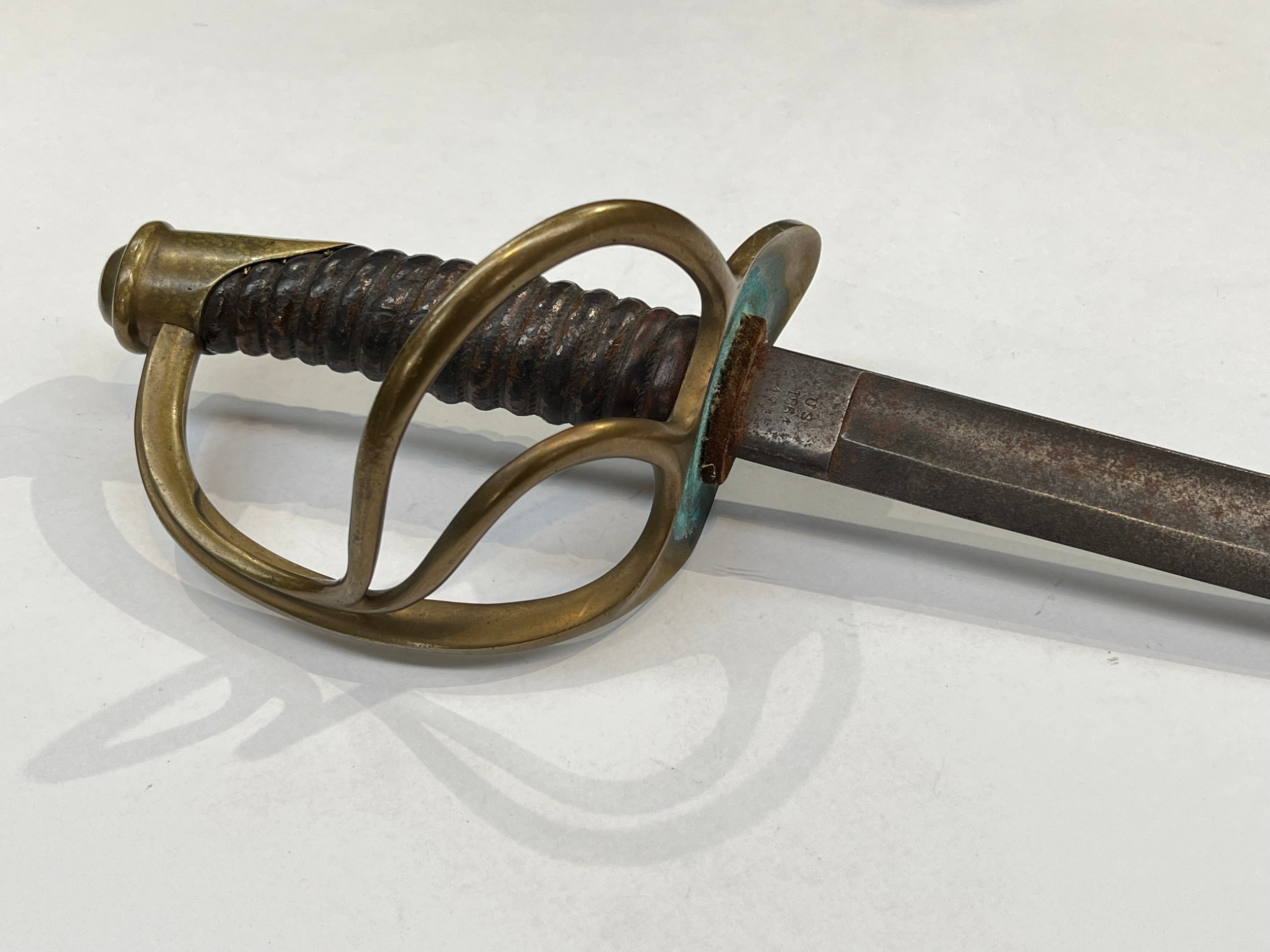 A US model 1860 Civil War cavalry officer's sword, brass hilt, some corrosion to blade