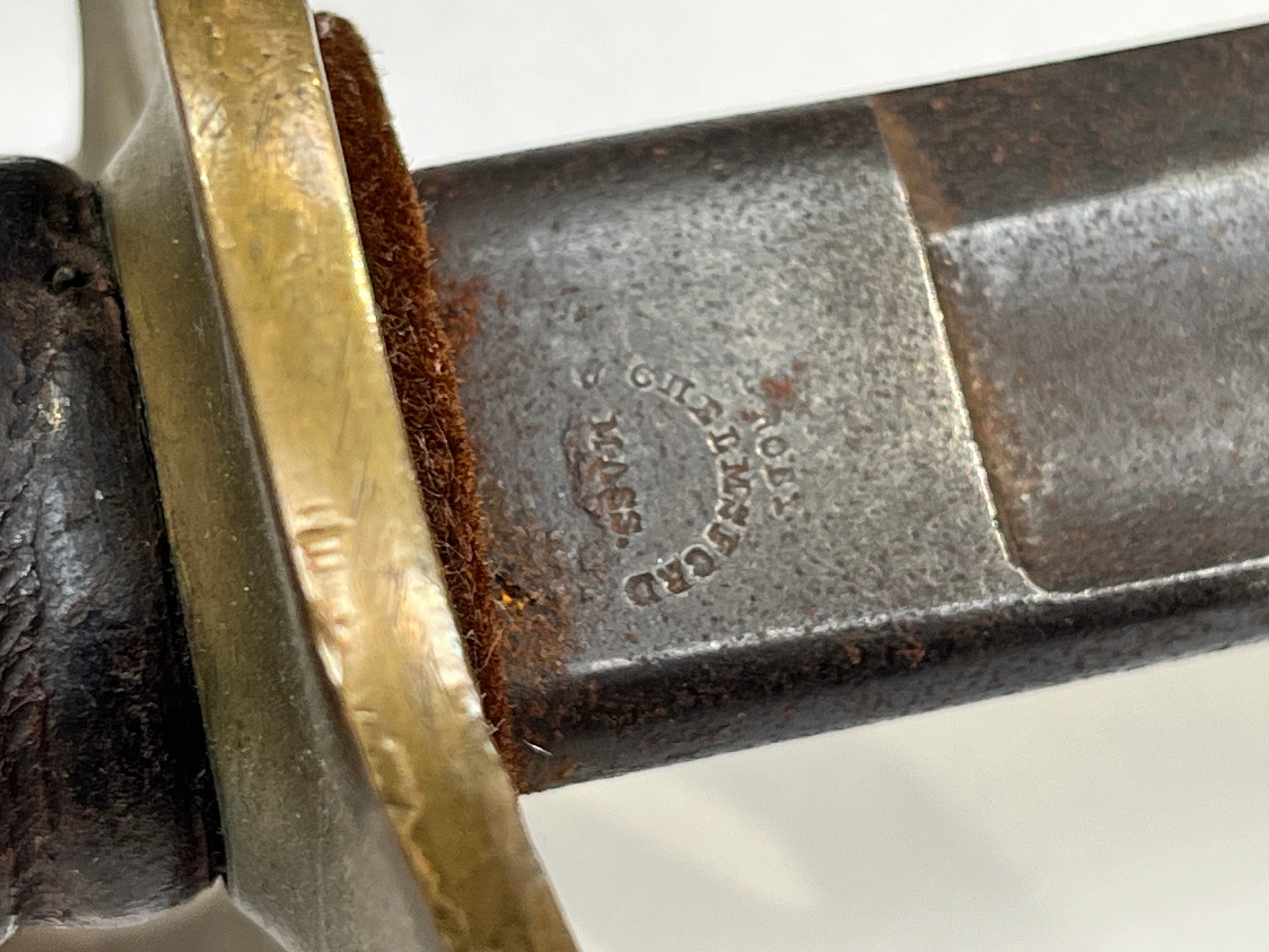 A US model 1860 Civil War cavalry officer's sword, brass hilt, some corrosion to blade - Image 3 of 5