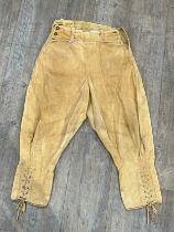 A pair of WWII Women's Land Army (W.L.A.) corduroy breeches, size 6, dated 1945