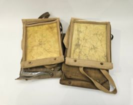 Five WWII webbing map cases