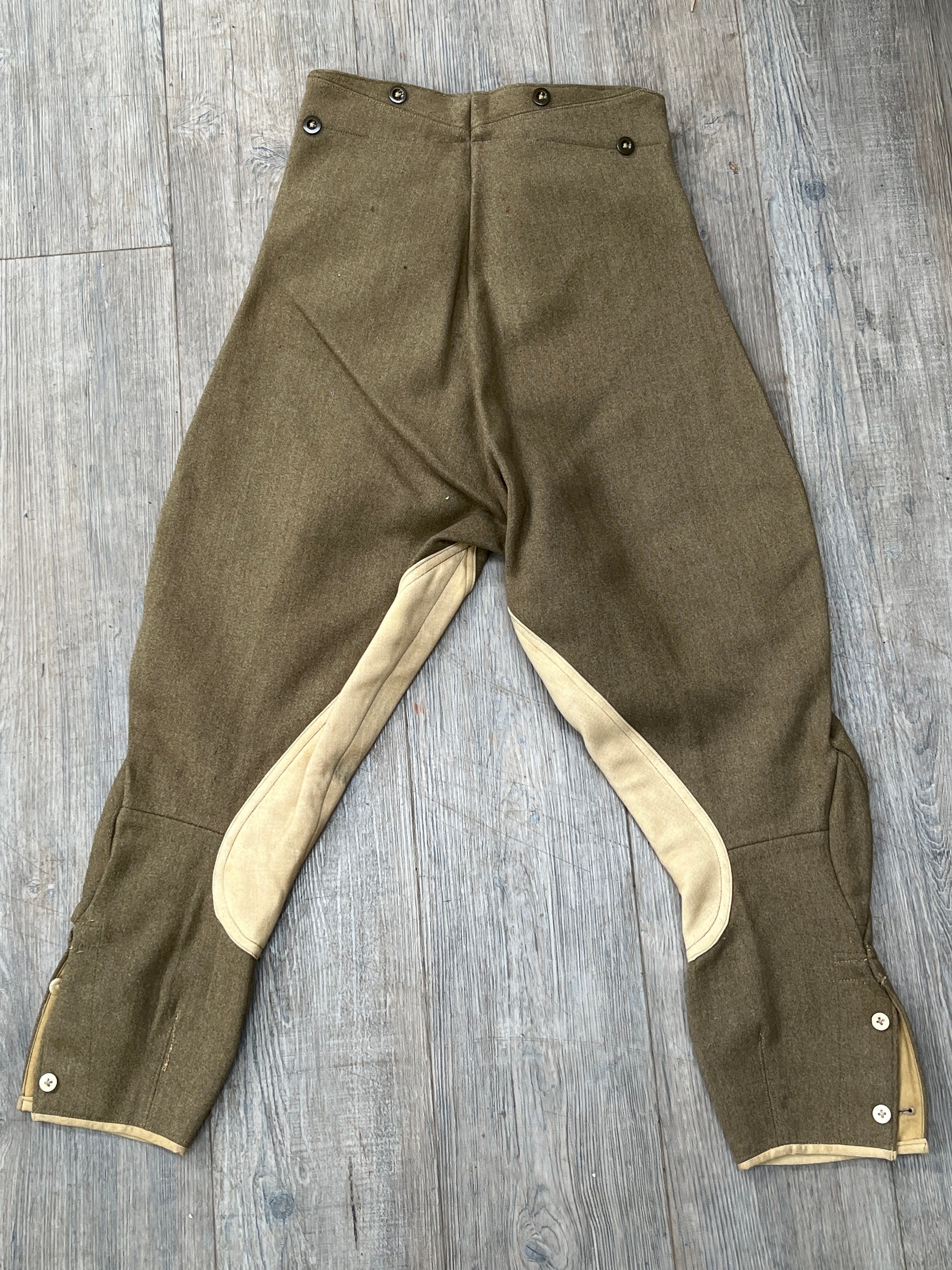 A pair of WWII British Service Dress Pantaloons for Motor Cyclists, size no. 13 with date June 1945 - Image 2 of 3