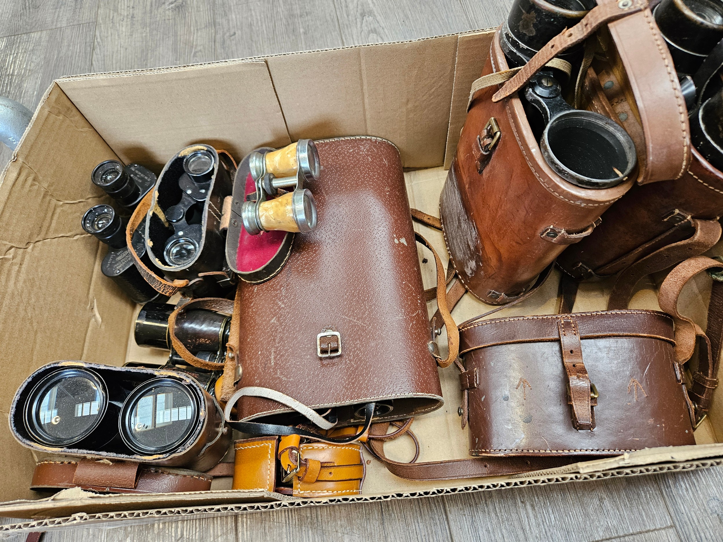 A boxed of mixed binoculars including Zeiss Jenoptem and Bino Prism No. 5 (a/f) - Image 2 of 2