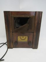 A WWII AC Model Wartime Civillian Receiver in wooden case with Bakelite knobs