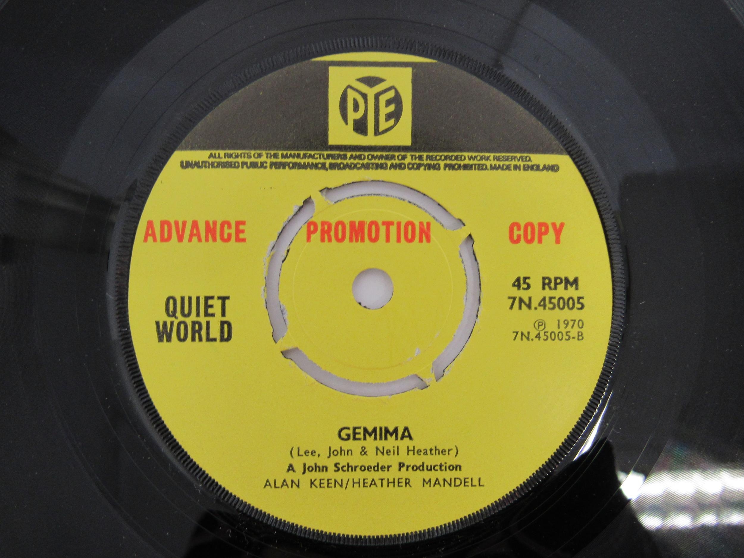 Prog- QUIET WORLD (featuring Steve Hackett): Two 7" singles to include 'Rest Comfortably' (Pye 7N. - Image 3 of 5