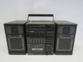 A Sony FH-3 portable component hi-fi system with detachable SS-38 speakers c.1983