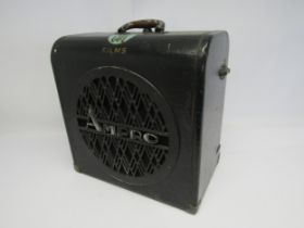 A 1940s Ampro portable speaker in wooden case with Art Deco cast alloy grill, Central Office Of