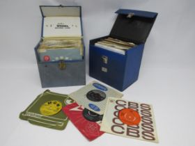 Two cases containing a collection of predominantly 1960s 7" singles including The Kinks,