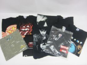 Nine assorted band crew and tour t-shirts to include Bob Dylan 2004 European tour, Prince, Lou Reed,
