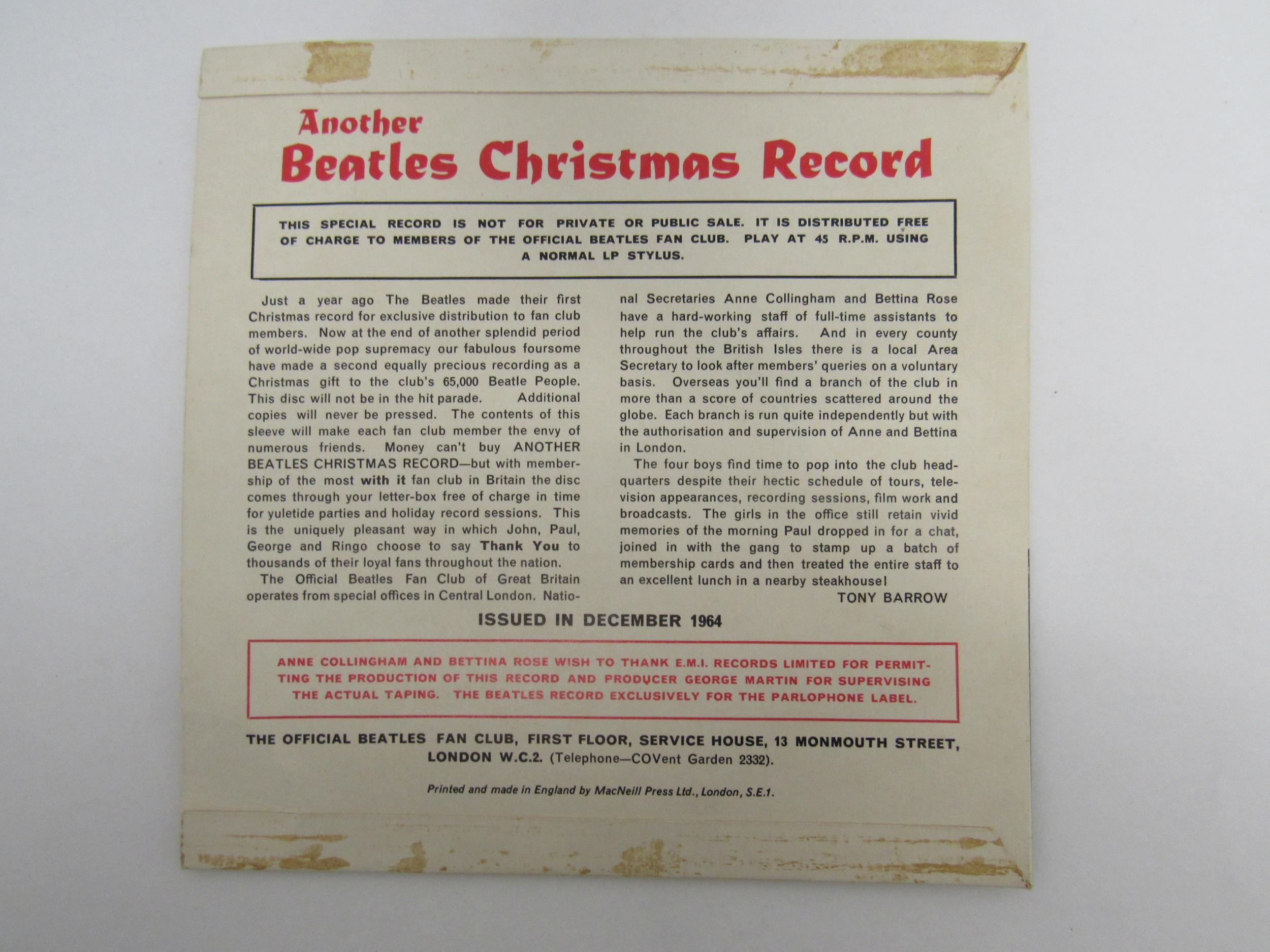 THE BEATLES: Two Beatles Official Fan Club Christmas 7" flexi-discs to include 'The Beatles - Image 10 of 10