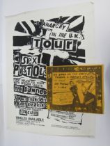 SEX PISTOLS: Two reproduction posters to include Anarchy In The UK tour (80cm x 58cm) and The Screen