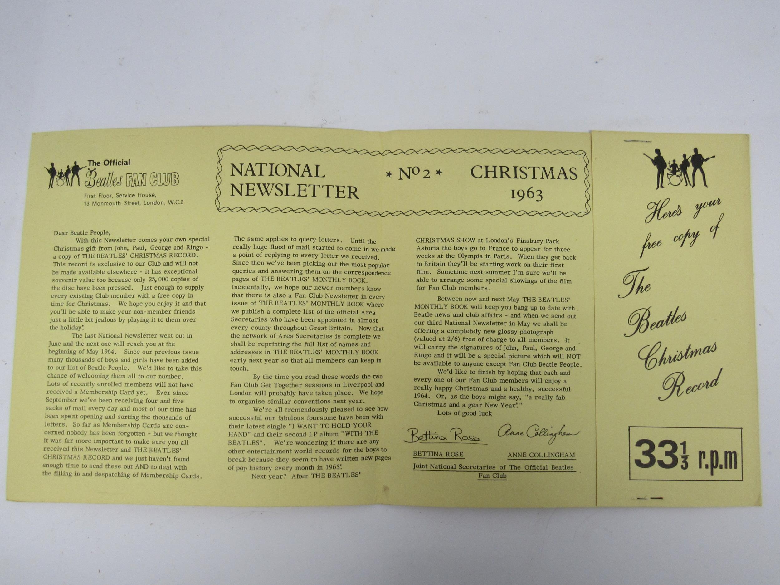 THE BEATLES: Two Beatles Official Fan Club Christmas 7" flexi-discs to include 'The Beatles - Image 3 of 10