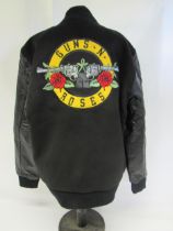 GUNS N ROSES: A black varsity style jacket with leather sleeves (size XL, unworn)