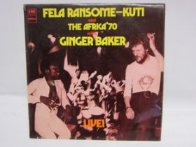 FELA RANSOME KUTI AND THE AFRICA 70 WITH GINGER BAKER: 'Live!' LP, first UK pressing in flipback