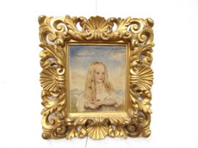 SIMON KIRKUP - A 19th Century oil on card portrait of Louisa Catherine Gooch, unsigned, set in a