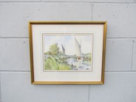 COLIN W. BURNS (b.1944) A framed and glazed watercolour, 'On The Upper Reaches of The Ant'. Signed