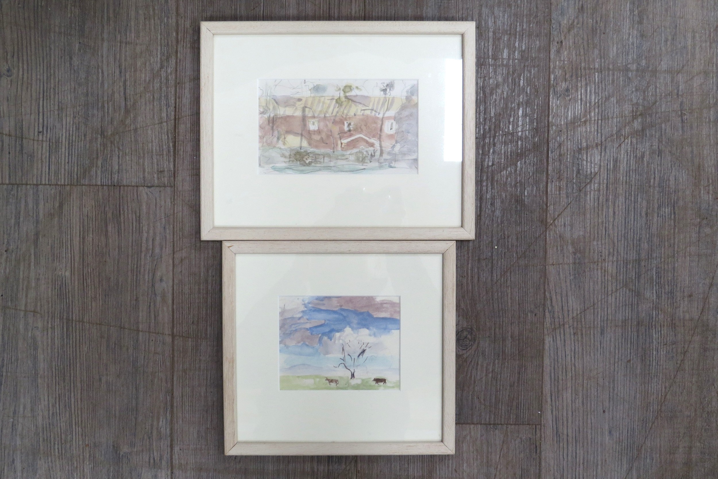 MARY POTTER OBE (1900-1981) (ARR) Two framed and glazed pencil and watercolour sketches on paper,