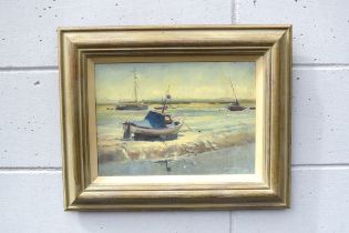 TREVOR CHAMBERLAIN RSMA ROI (b.1933) 'Summer Sun, Leigh-On-Sea', oil on canvas. Signed bottom right.
