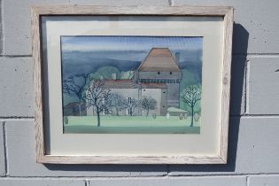 NICHOLAS BARNHAM (1939-2021) A framed and glazed watercolour - 'Chateau Chapdeuil'. Signed bottom