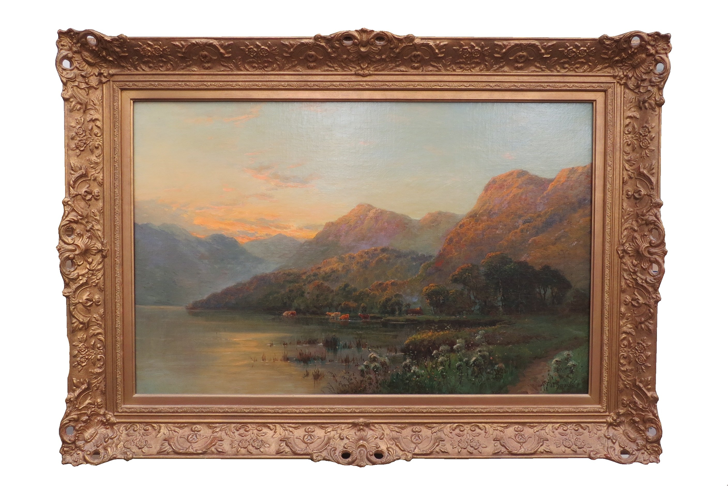 ALFRED FONTVILLE DE BREANSKI (1877-1957) (ARR) An ornate gilt framed oil on canvas 'Falcon Crag,