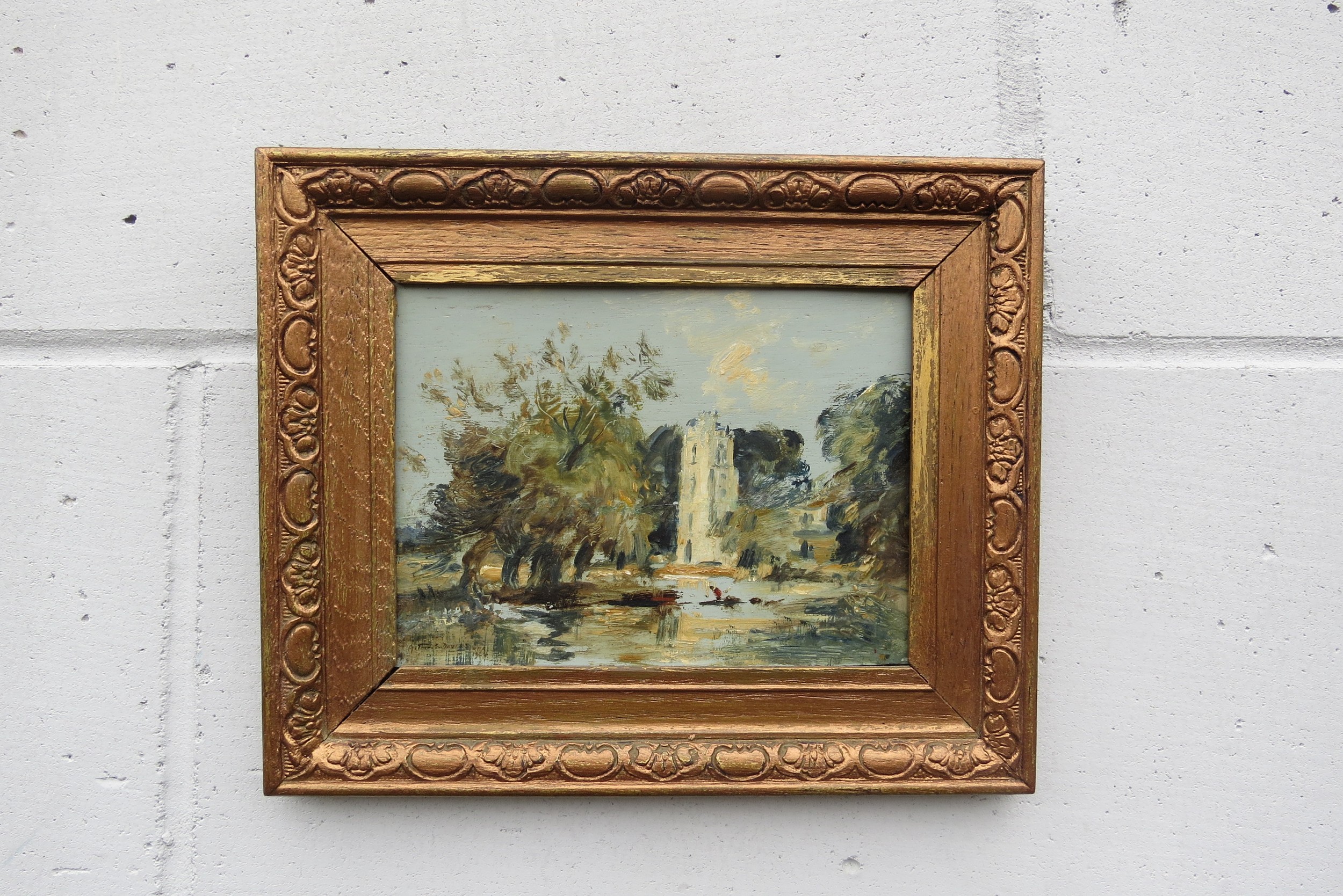 ARTHUR EDWARD DAVIES RBA RCA (1893-1989) An oil on panel depicting Hemingford Grey Church. Signed