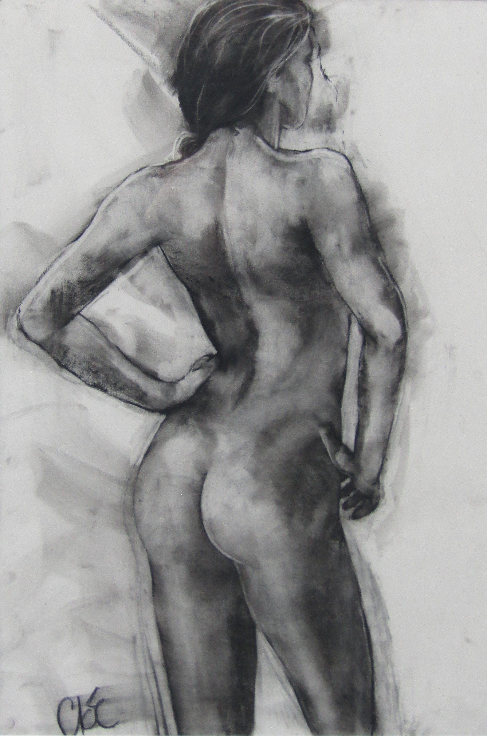 CLOE CLOHERTY (b.1964) A large framed and glazed charcoal on paper, female nude 'Aurelia'. Image - Image 2 of 3