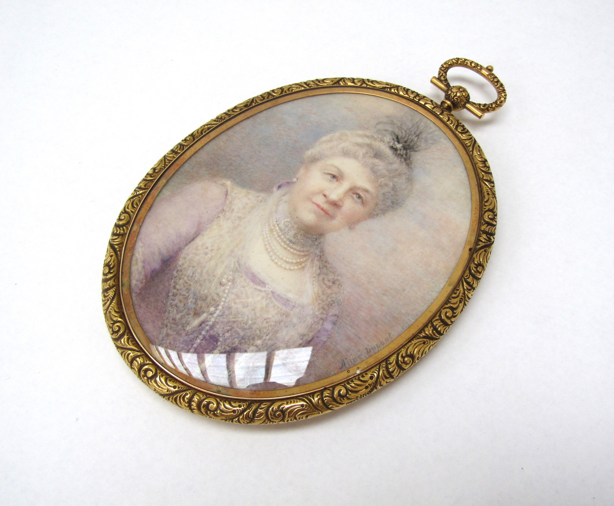 AIME DUPONT (Belgian/American 1842-1900) A miniature watercolour on oval ivory panel, portrait of - Image 7 of 7