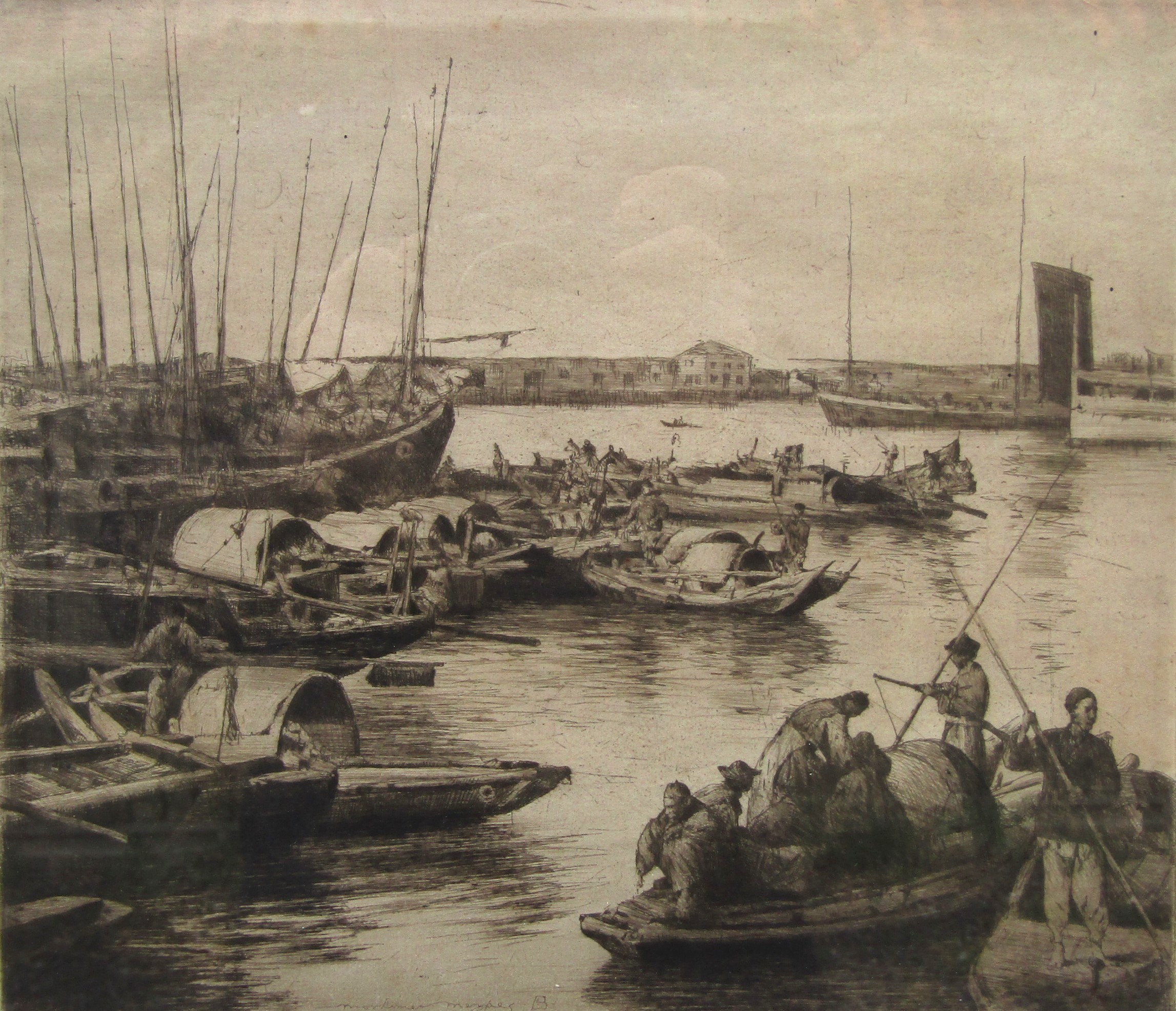MORTIMER LUDDINGTON MENPES (Australian 1855-1938) 'On The Yellow River, Shanghai' - drypoint - Image 2 of 7