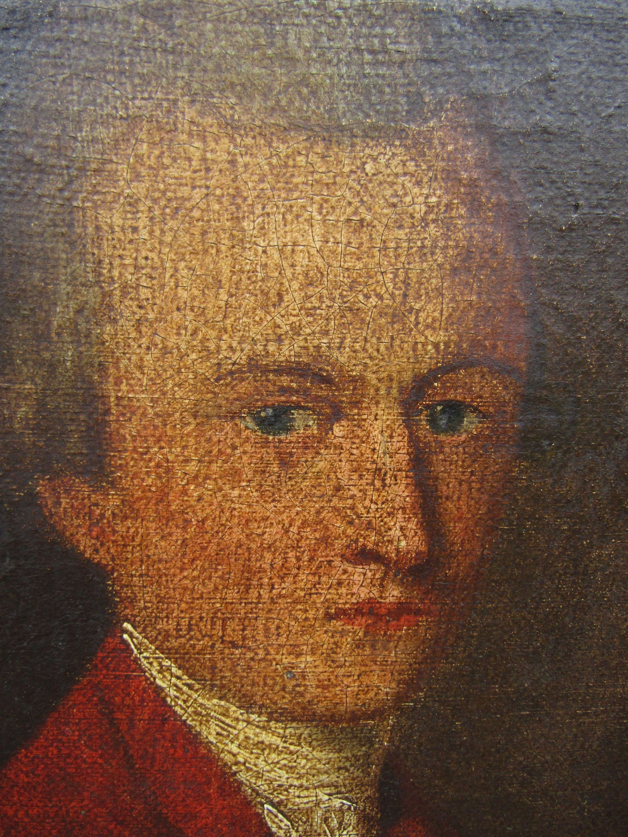 A late 18th / early 19th Century portrait of a gentleman wearing a red jacket and white cravat, - Image 3 of 5