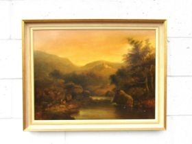 CORNELIUS JASON W. WINTER (1820-1891) A gilt framed oil on canvas, Scottish Highland river scene
