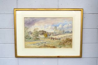 CHARLES HARMONY HARRISON (1842-1902) A framed and glazed watercolour, Haddiscoe church with