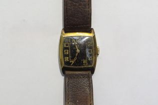 A vintage Omega 9ct gold cased manual wind wristwatch, second hand missing, strap may need replacing