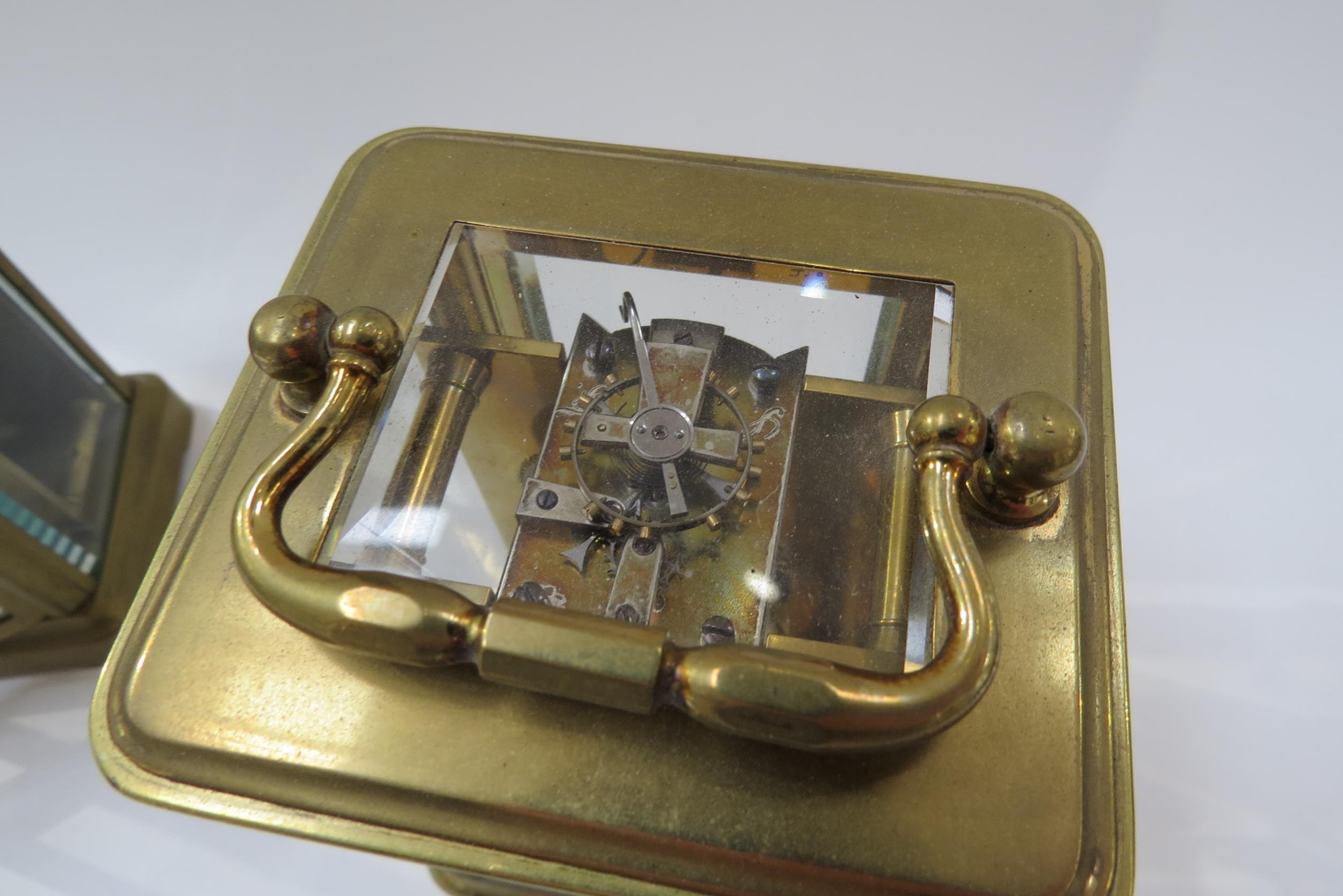 Two brass carriage clocks including French with bevelled glass - Image 5 of 7
