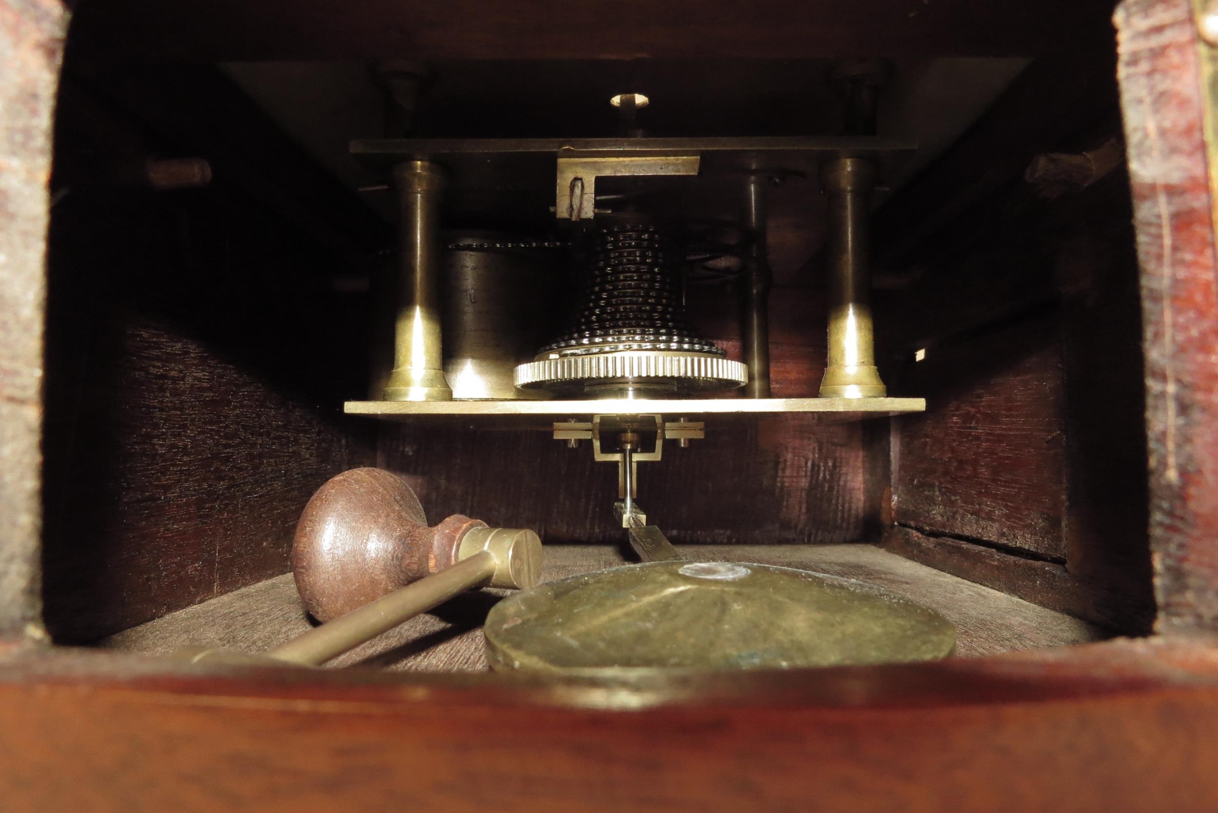 A 19th Century mahogany cased English fusee dial clock signed A. L. Perrett, 68 Newington Butts, - Image 5 of 6