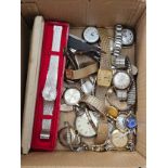 A group of mixed watches including gold plated examples Timex Snoopy, Pulsar, Elle, Atlantic, Omnia