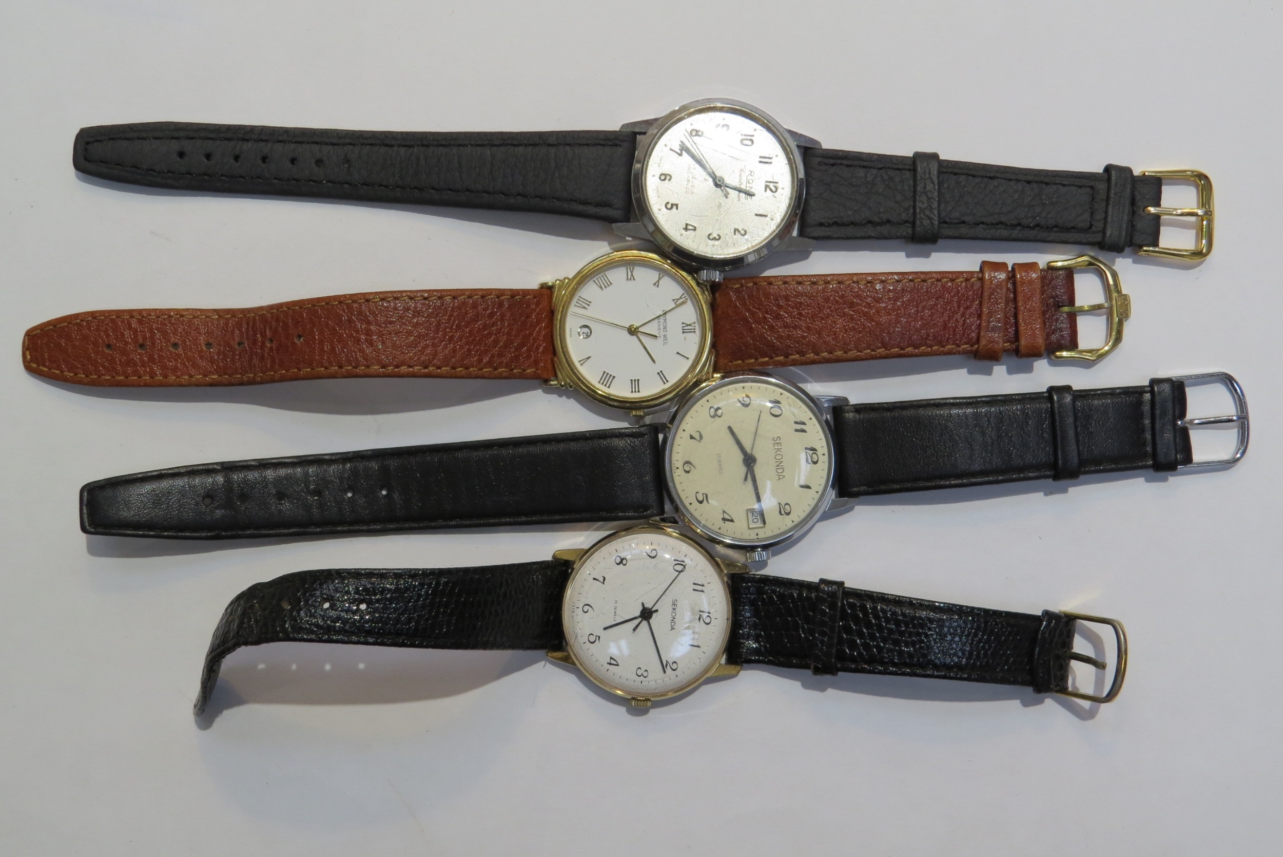 Four wristwatches Quartz and manual movements including two Sekonda (one missing back), Rone - Image 3 of 3