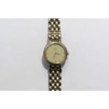 A ladies Omega De Ville stainless steel and gold plated quartz wristwatch