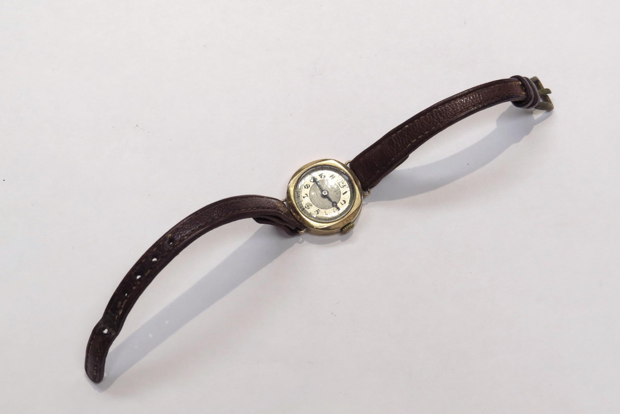 A 9ct gold cased Perfex ladies wristwatch on leather strap - Image 2 of 6