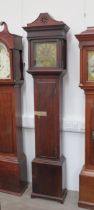 A George III and later long case clock, brass Roman dial outer seconds track and pierced hands,