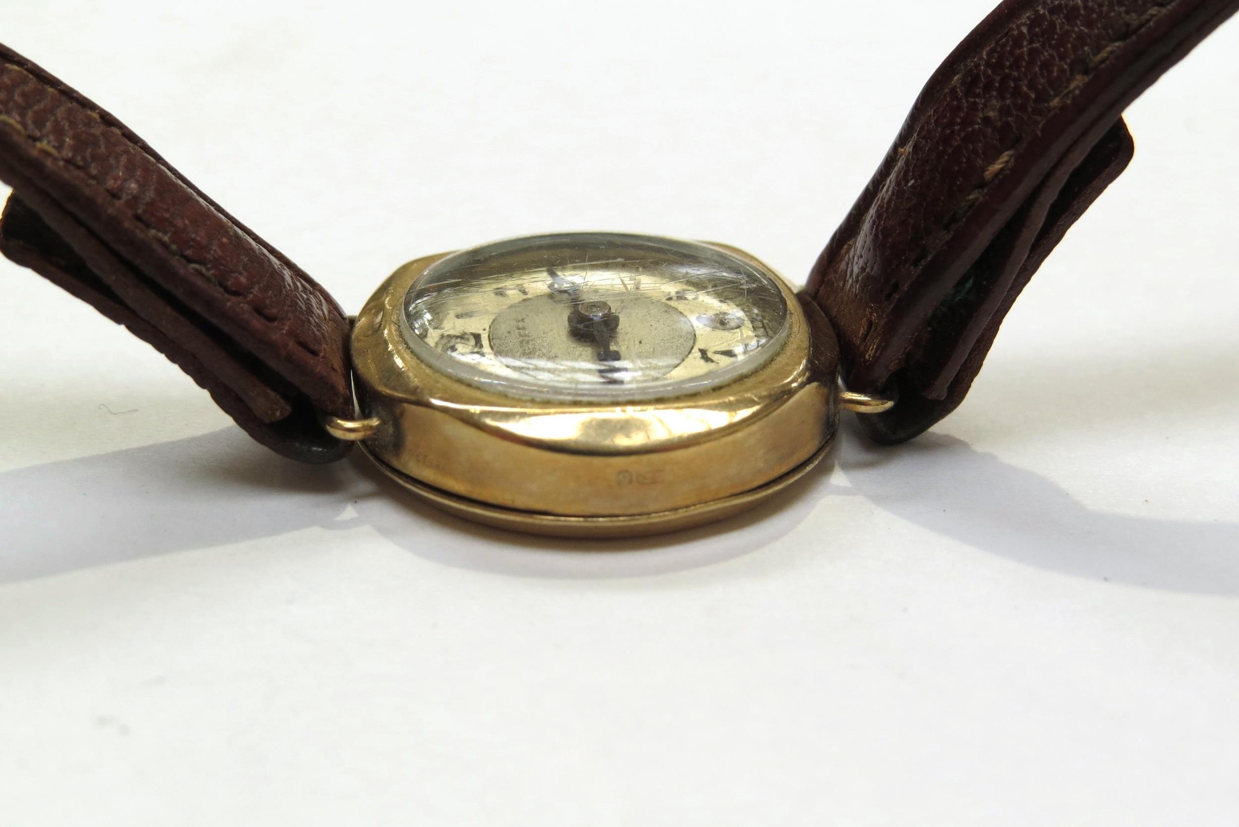 A 9ct gold cased Perfex ladies wristwatch on leather strap - Image 5 of 6
