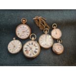 A group of six silver and metal pocket watches, two stamped 925