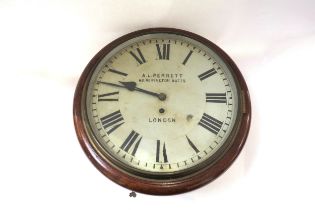 A 19th Century mahogany cased English fusee dial clock signed A. L. Perrett, 68 Newington Butts,