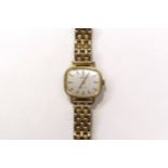 A gold plated Omega Geneve TV dial wristwatch, rolled gold to strap