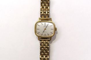 A gold plated Omega Geneve TV dial wristwatch, rolled gold to strap