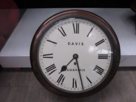 WITHDRAWN: 19th Century Davis Cambridge single fusee dial clock with Roman numerals white face. 11.5