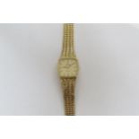 An Omega De Ville quartz 18ct gold ladies wristwatch (repair to strap)